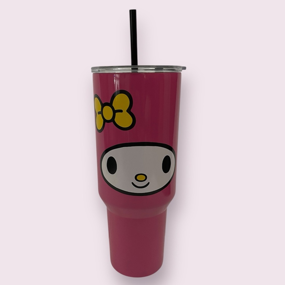 Hello Kitty My Melody XL Tumbler NWT Pink Double Insulated Travel w/Lid & Straw